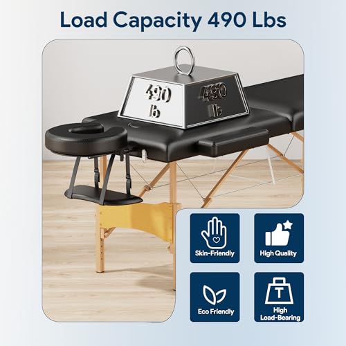 Brelley Portable Massage Table Wooden 2-Fold Adjustable
