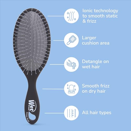 Wet Brush Frizz-Free Detangler Brush with Ionic Technology, Black, Provides Frizz Control, Reduces Static, and Smooths All Hair Types, Best for Dry Hair, Made for Women, Men & Kids