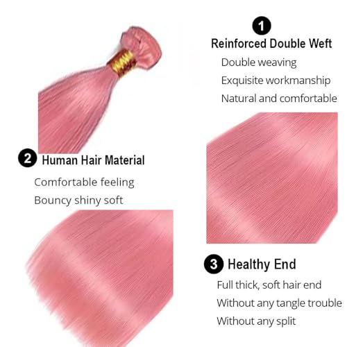 Pink Straight Human Hair Bundle 28 Inch 50g Brazilian