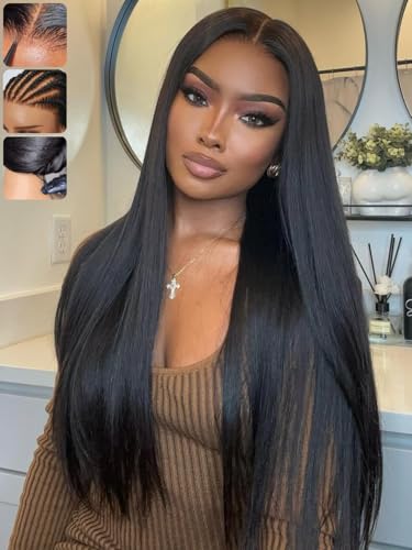 KLAIYI 13x4 Glueless Lace Front Wig 16" Straight Human Hair