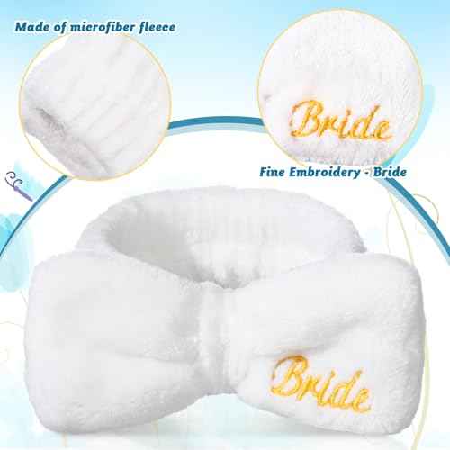 24 Pcs Bachelorette Party Favors Include 12 Bride Bridesmaid Spa Headband 12 Bridesmaid Gifts Scrunchies for Women Sleepover Spa Bachelorette Party Accessories Supplies(White,Blue)