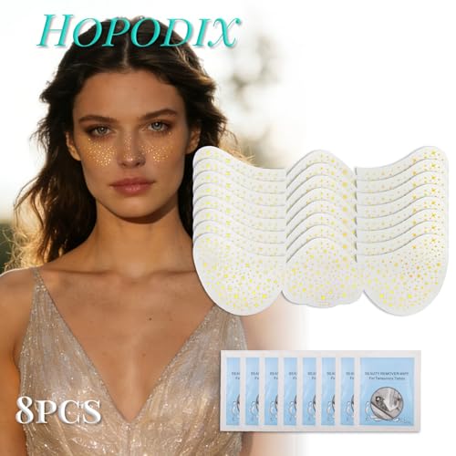 Gold Star Freckle Face Stickers - Festival Makeup Patches (8 Pack)