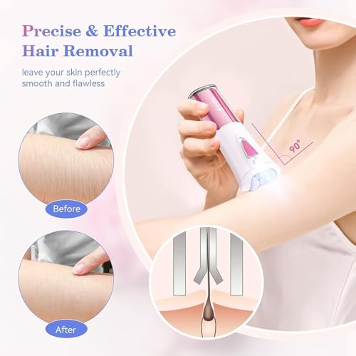 Mini Epilator, Facial Hair Remover for Women, Full Body Smooth Glide Epilator, Portable Electric Lady Shaver for Face, Armpits, Arms, Bikini, and Legs, with 9-Tweezers with LED for Precision