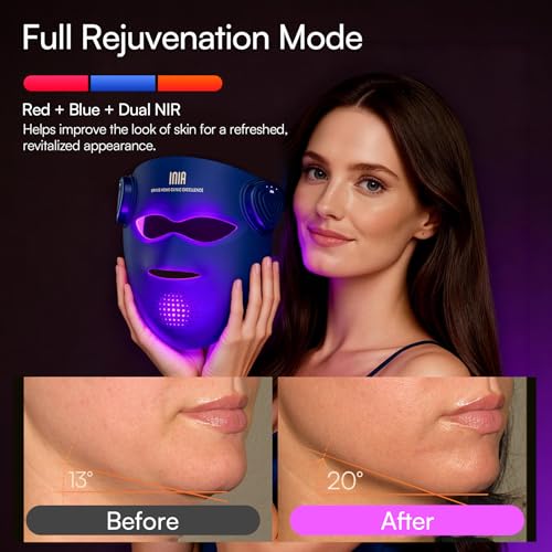 INIA GLOW 4D Red Light Therapy Mask - 320 LEDs, Dual NIR, Cooling