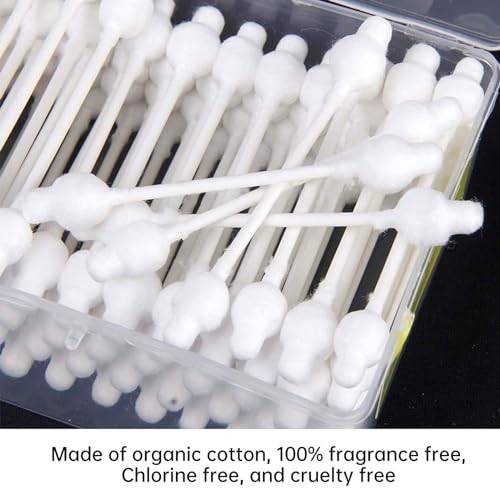 Organic Baby Safety Cotton Swabs with Bulb Tip - 220 Count (4 Pack)