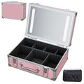 Travel Makeup Case with LED Mirror - Hard Shell Pink Travel Makeup Bag with Mirror - Portable Makeup Organizer with Mirror, Vanity Case for Cosmetics, Adjustable Divider