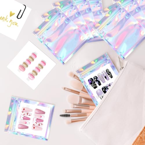 Qenk 201PCS Holographic Nail Storage & Packaging Bags Set