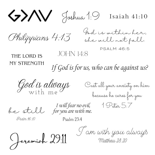 One Grace Strength in God Christian Temporary Tattoos - Inspirational Scriptures Selections - Christian Motivational Bible Verse Words and Cross Tattoos
