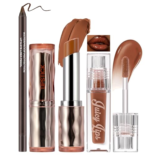 Mocha Mousse Lip Combo Set - Lip Liner, Lipstick & Gloss