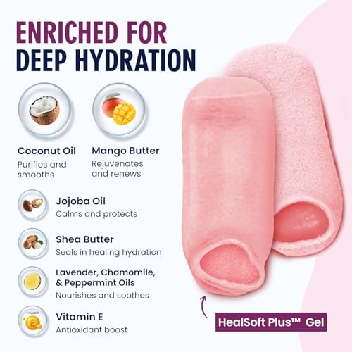 Dr. Frederick's Moisturizing Gel Socks for Dry Feet & Cracked Heels, Pink 1 Pair