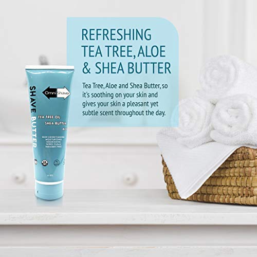 OmniShaver Shave Butter ? Moisturizing Shaving Cream for Men & Women | Sensitive Skin Formula | Travel Size 6 oz | Aloe, Tea Tree & Shea Butter - Pack of 1