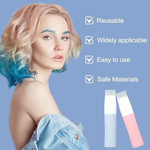 Silicone Hair Oil Applicator Bottle - Reusable 2-Pack for Hair Care & Coloring
