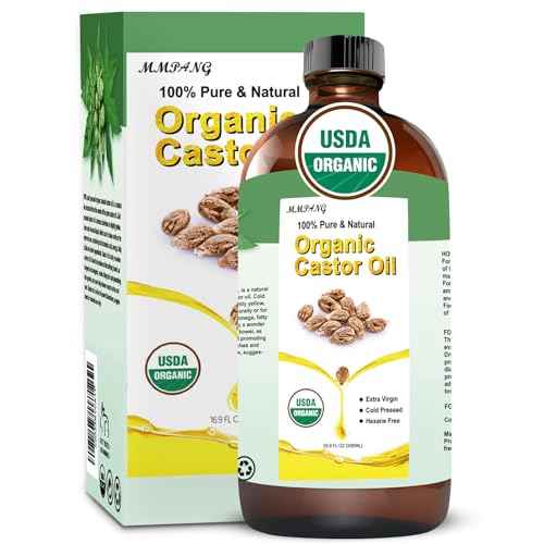 Organic Castor Oil (16.9oz Glass bottle) USDA Certified 100% Pure Natural, Cold Pressed, Hexane Free. Castor Oil for Hair Growth, Thicker Lashes & Fuller Brows
