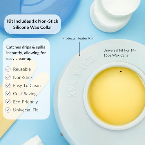 Reusable Non-Stick Silicone Wax Collars + Can + Lid for Wax Pot ? Fits All 14-16 oz Wax Cans & Warmers ? Wax Warmer Collars for Easy, Mess-Free Cleaning, 3-Piece Set (Collar + Can + Lid, White)