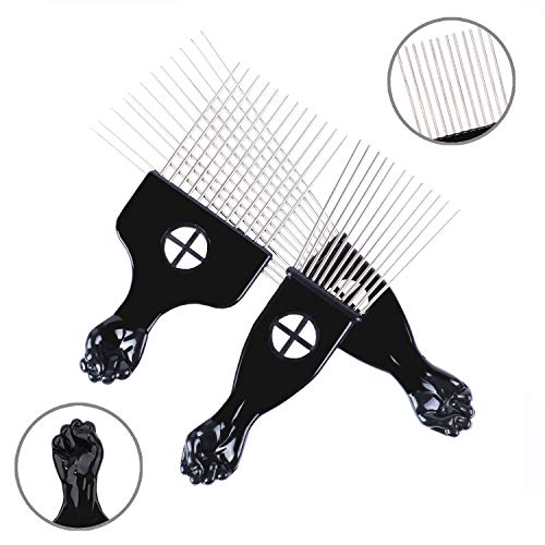 Black Metal Afro Pick Comb for Curly Hair Styling