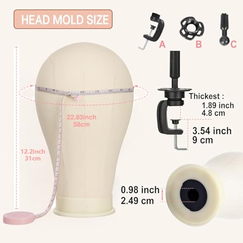 Canvas Wig Head 23 Inch with Tripod Stand & Accessories