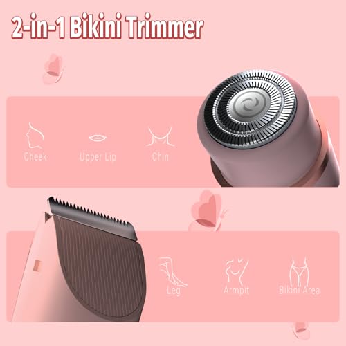 Pink Women's Bikini Trimmer & Electric Razor 2-in-1 Waterproof Body & Facial Hair Remover