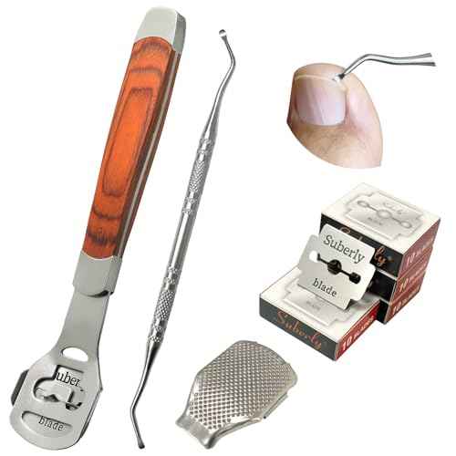 43 Pcs Callus Shaver for Feet Set, Foot Callus Shaver, (1 Stainless Foot File &1 Foot File Heads & 40 Replacement Slices Blades & 1 Nail Cleaning)