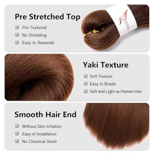 30# Pre Stretched Braiding Hair 20 Inch 8 Packs Long Auburn Brown Braiding Hair Pre Stretched Professional Prestretched Braiding Hair Synthetic Crochet Braids (30#, 20 Inch (pack of 8))