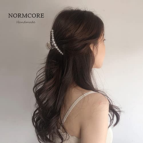 Mehayi Pearl Hair Claw Clips - 4 Pack for Thick & Thin Hair