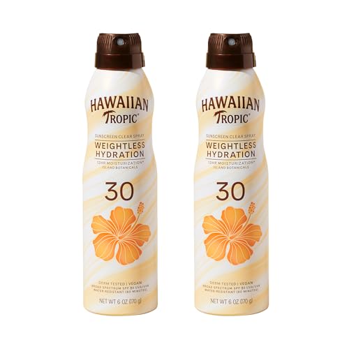 Hawaiian Tropic Weightless Hydration Clear Spray SPF 30, 2-Pack (6 oz)