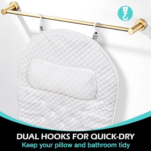Full Body Bath Pillow for Bathtub, Thick Soft Tub Cushion with Non-Slip Suction Cups Dual Hooks, Luxury Spa Pillow for Neck Back and Hip Support, 55" x 18"