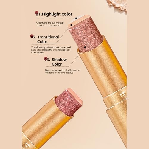 3-in-1 Waterproof Eyeshadow Stick - Tri-Color Gradient Cream Shadow Pencil for Women, Long-Lasting & Easy to Blend - Variation 02