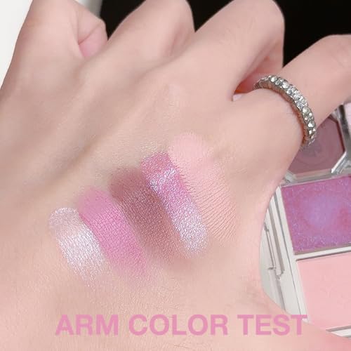 5-Color Eyeshadow Palette Matte Shimmer Duochrome, Low Saturation Velvety Blend, Day to Night Smokey Makeup, Hypoallergenic Long-Lasting Eyeshadow (#4, 1 Count (Pack of 1))