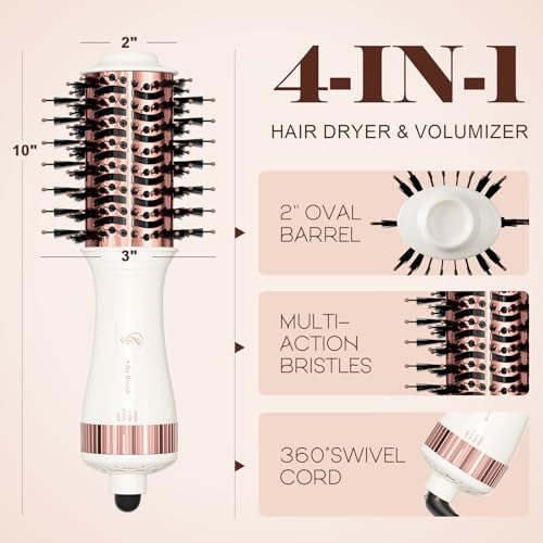 Dual Voltage Travel Blow Dryer Brush - 2 Inch Nano Titanium