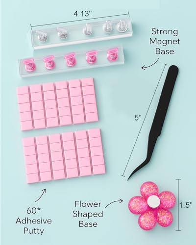Magnetic Nail Art Practice Stand Kit with Reusable Putty & Tweezers