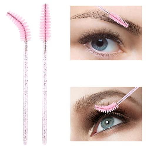 Pink Disposable Mascara Wands 100 Pcs with Reusable Container – Eyelash Extension & Makeup Brush