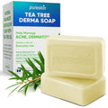 PURESKIN Sulfur & Tea-Tree-Oil Soap Bar: Natural Balanced Cleansing for Oily, Acne Dermatitis-Prone & Irritated Skin ? Helps Reduce Body Odor & Blemishes ? 2 Pack