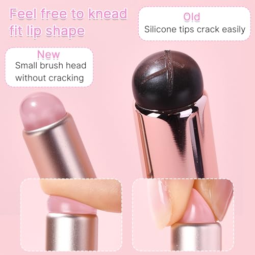Silicone Lip Brush Set for Lipstick - 2 Reusable Makeup Applicators with Lid