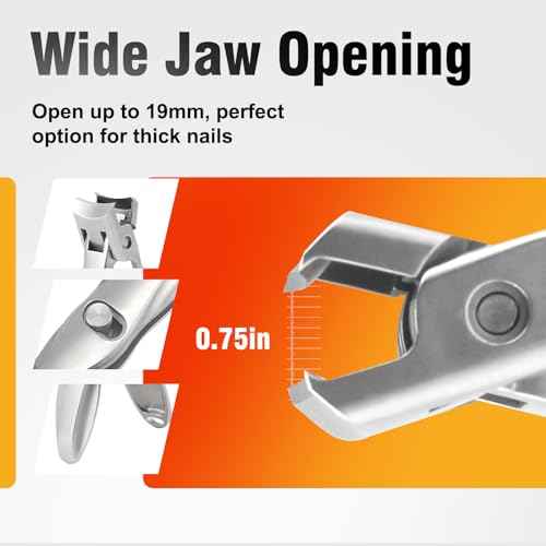 Toenail Nail Clippers for Thick Nails for Seniors, Professional Heavy Duty Edgy Nail Clippers for Men, Large Wide Jaw Opening Fingernail Clipper Cutters with Catcher for Women