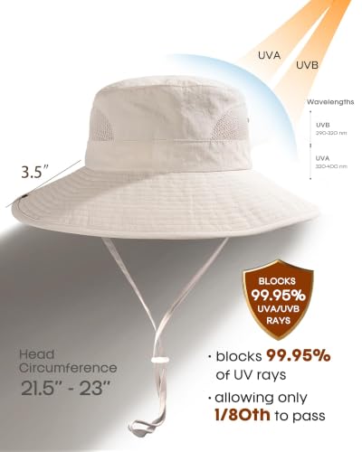FURTALK Women's Sun Hat with Ponytail Hole UPF 50+ Wide Brim