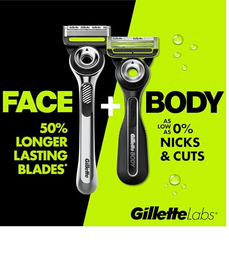 Gillette Labs Body & Intimate Razor for Men with Handle, Blade Refills & Shower Hanger