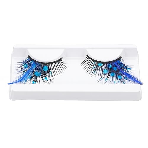 DSLONG Halloween Eyelashes Green Feather Eyelashes Dramatic Extra Long Big Halloween Colored Lashes Cosplay Feather Lashes Show Dance Makeup Tools Reusable (A2)