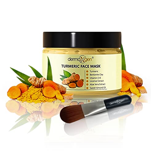 DERMAXGEN Organic Turmeric Face Mask - Detox Clay for Clear, Radiant Skin - Acne & Scars Reduction, Healing Clay Pore Cleansing Facial Mask - Improve Skin Tone and Texture - All-Natural 5.29FL OZ