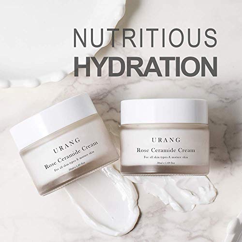 URANG Rose Ceramide Cream | Organic Natural Anti-Aging | Deep Ceramide Moisturizer | Natural Skin care For Oily, Dry, Sensitive, & Mature Skin | 1.69 oz