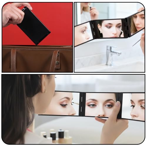 Vin Beauty 4-Way Foldable Handheld Makeup & Haircut Mirror, Portable 360° Self-Grooming Tool