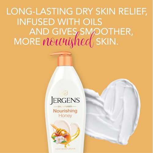 Jergens Nourishing Honey Dry Skin Moisturizer, with Illuminating Hydralucence Blend, Skin Nourishing Formula, Dermatologist Tested, 16.8 Oz, Pack of 4