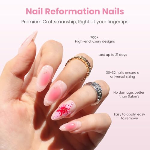 Nail Reformation Blushing Conch Press-On Nails Kit - Soft Pink Ombré with 3D Shell Accents