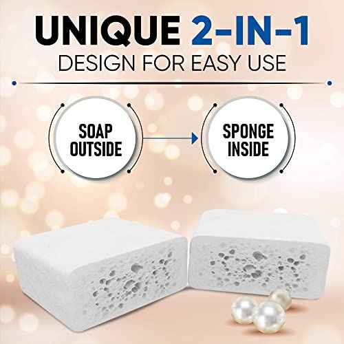 T.Taio Esponjabon Mother of Pearl Soap Sponge - Cleansing Shower Scrubber - Cleaning Bath Wash Scrub - Oil Removal - Massage & Lather Foot, Elbow, & Face - Bathroom Accessories - Fresh Scent (10-pack)