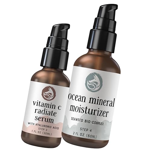 Foxbrim Naturals Radiant Skincare Pair: Vitamin C Face Serum & Ocean Mineral Moisturizer