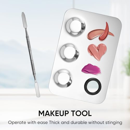 Stainless Steel Makeup Palette with Spatula & Brush Set