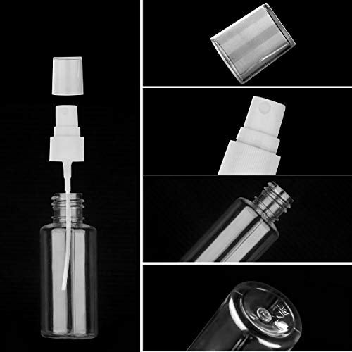 Exptolii 6 Pack 1oz/30ml Travel Spray Bottles with Funnels & Labels - Refillable Fine Mist Containers