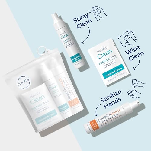 PlaneAire Travel Hygiene Kit with Hand Sanitizer & Wipes
