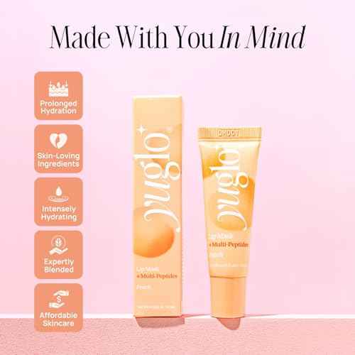 YUGLO Lip Sleeping Mask with Multi-Peptides | Peach Flavor | Hydrating & Plumping Lip Treatment for ?Dry, Chapped Lips | Nourishes & Moisturizes | Overnight Lip Repair