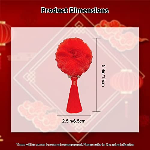 1 Pair Baby Girls Chinese Style Hair Claw Clips New Year Baby Hair Clips Alligator Clips Hair Accessories Furry Balls Barrettes with Red Plush Tassels Decor for Christmas Xmas Spring Festival (Pink)