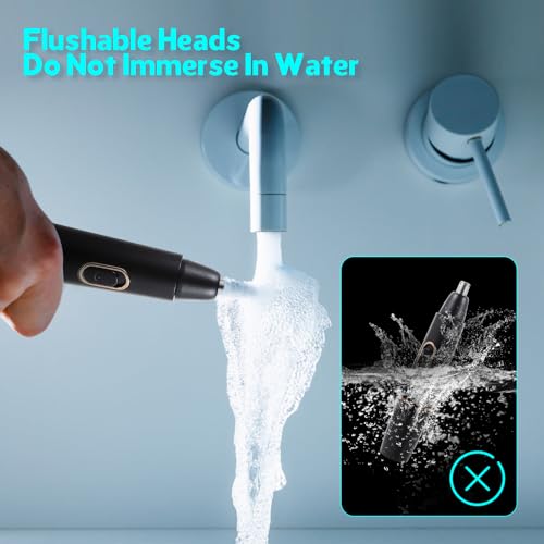 FEITA Ear and Nose Hair Trimmer for Men, Electric Cordless Men Rechargeable Nose-Hair Trimmer, 360 Rotating Dual-Blade Waterproof Noses Clippers, Dad & Men's Gifts for Him, Black